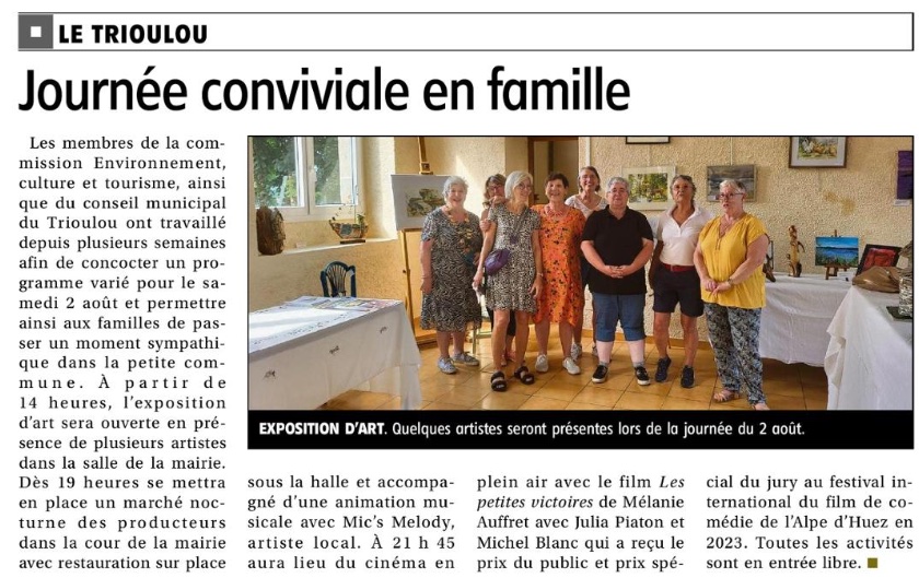 La Montagne du 24 juillet 2025 - Expo d'art