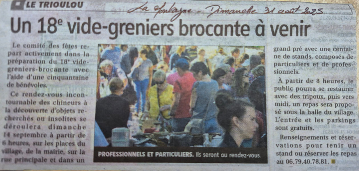 La Montagne du 31 août 2025 - Vide grenier brocante