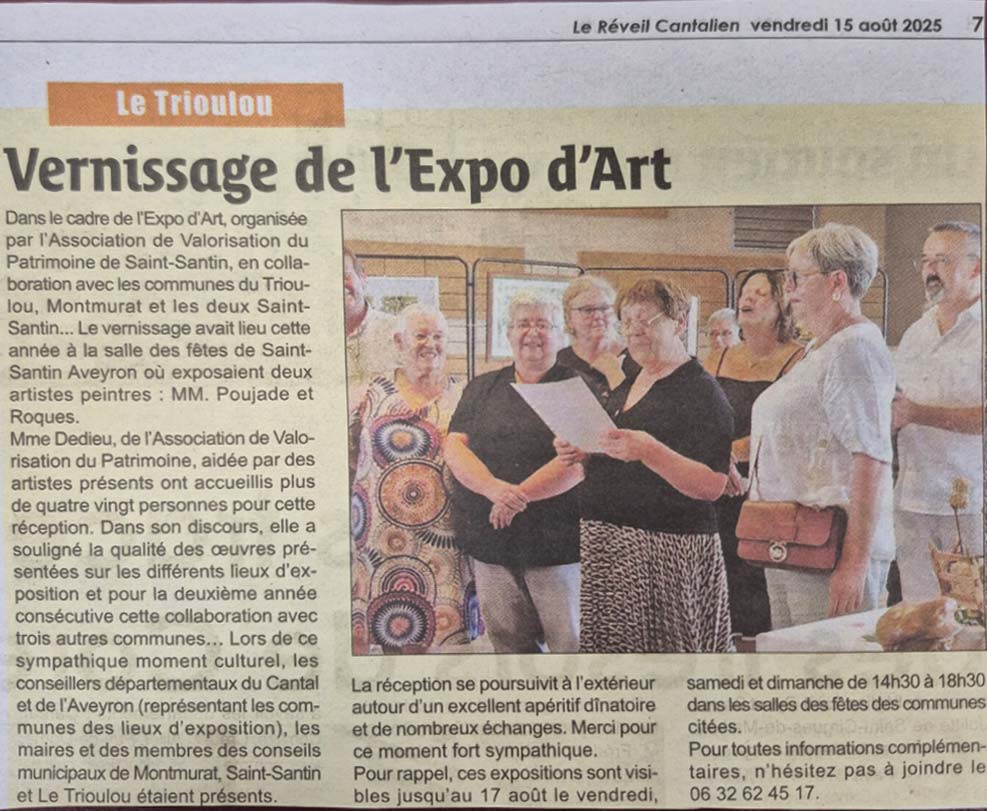 Article du Réveil Cantalier du 15 août 2025 - Le Trioulou Cantal