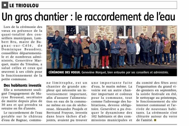 La Montagne du 27 janvier 2025 - Raccordement eau