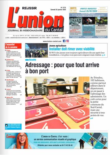 L'Union du Cantal du 27 janvier 2025 - adressage dans la petite commune du Trioulou