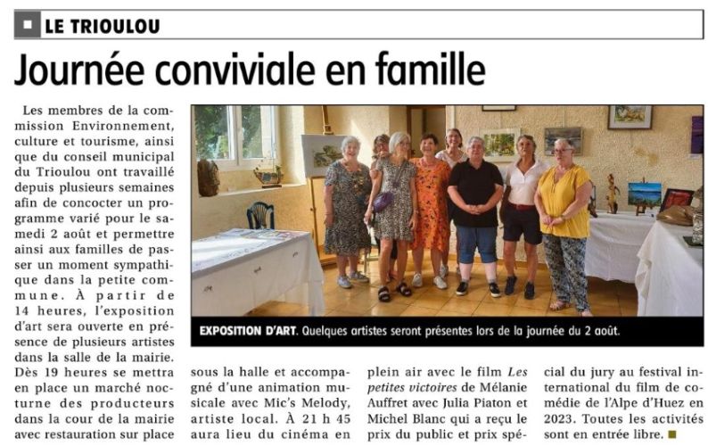 La Montagne du 24 juillet 2025 - Expo d'art