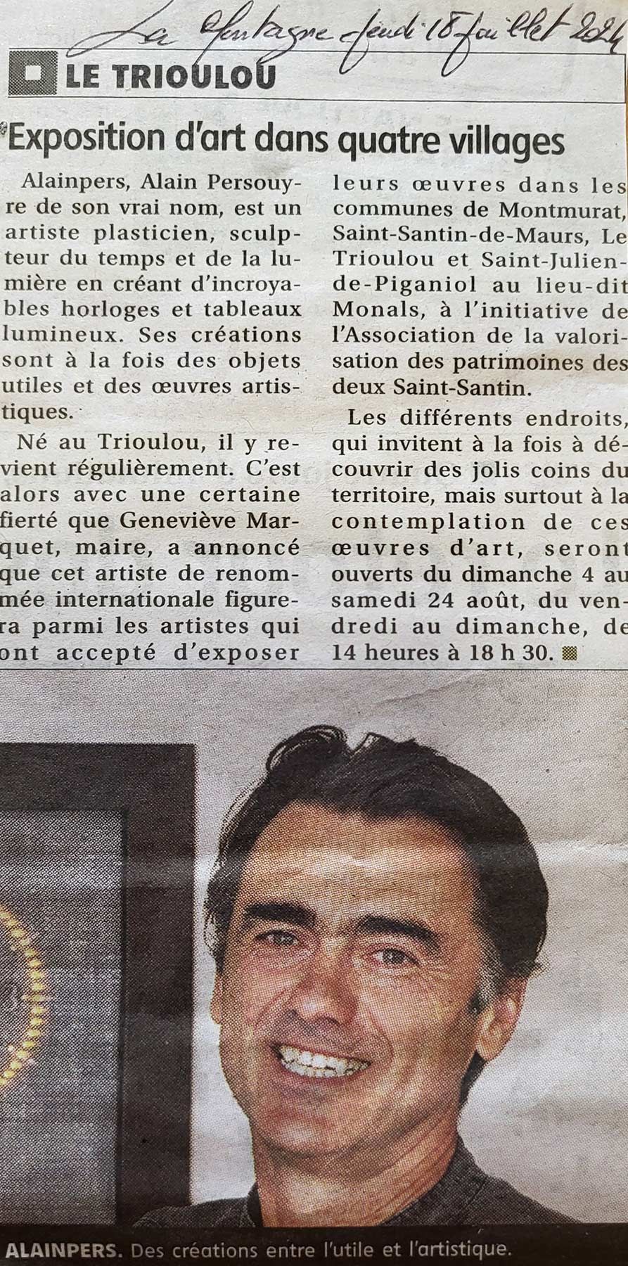 Article de la Montagne 18 juillet 2024 - Le Trioulou Cantal - Alain Pers