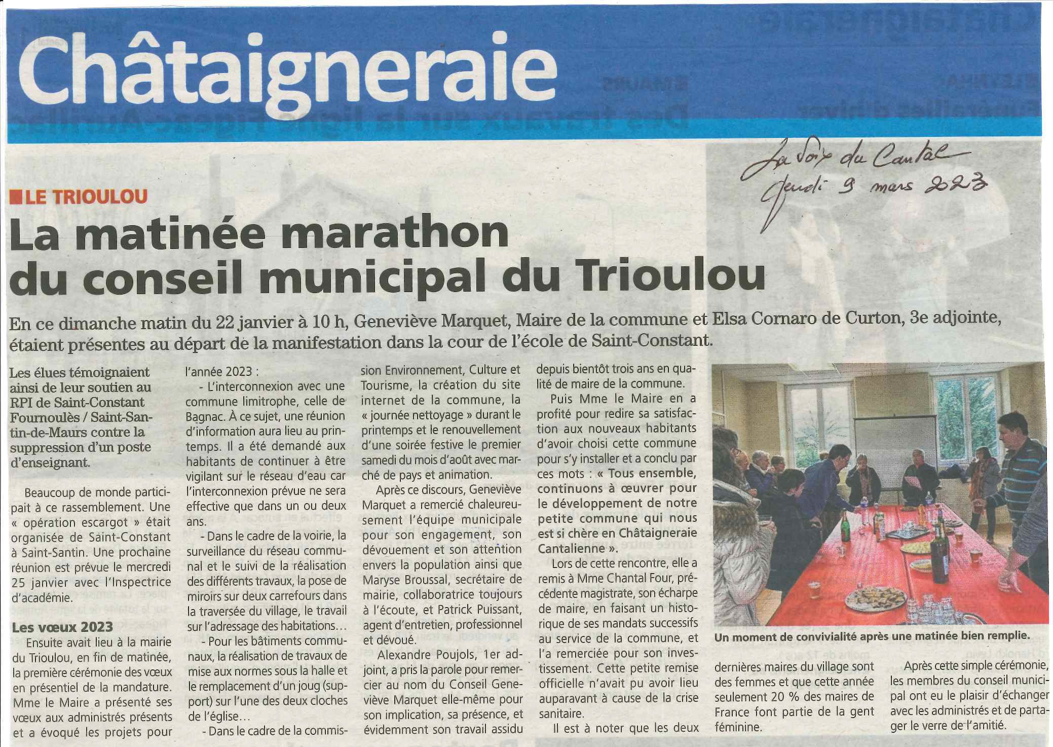 Article sur le Trioulou paru dans La Voix du Cantal le 9 mars 2023