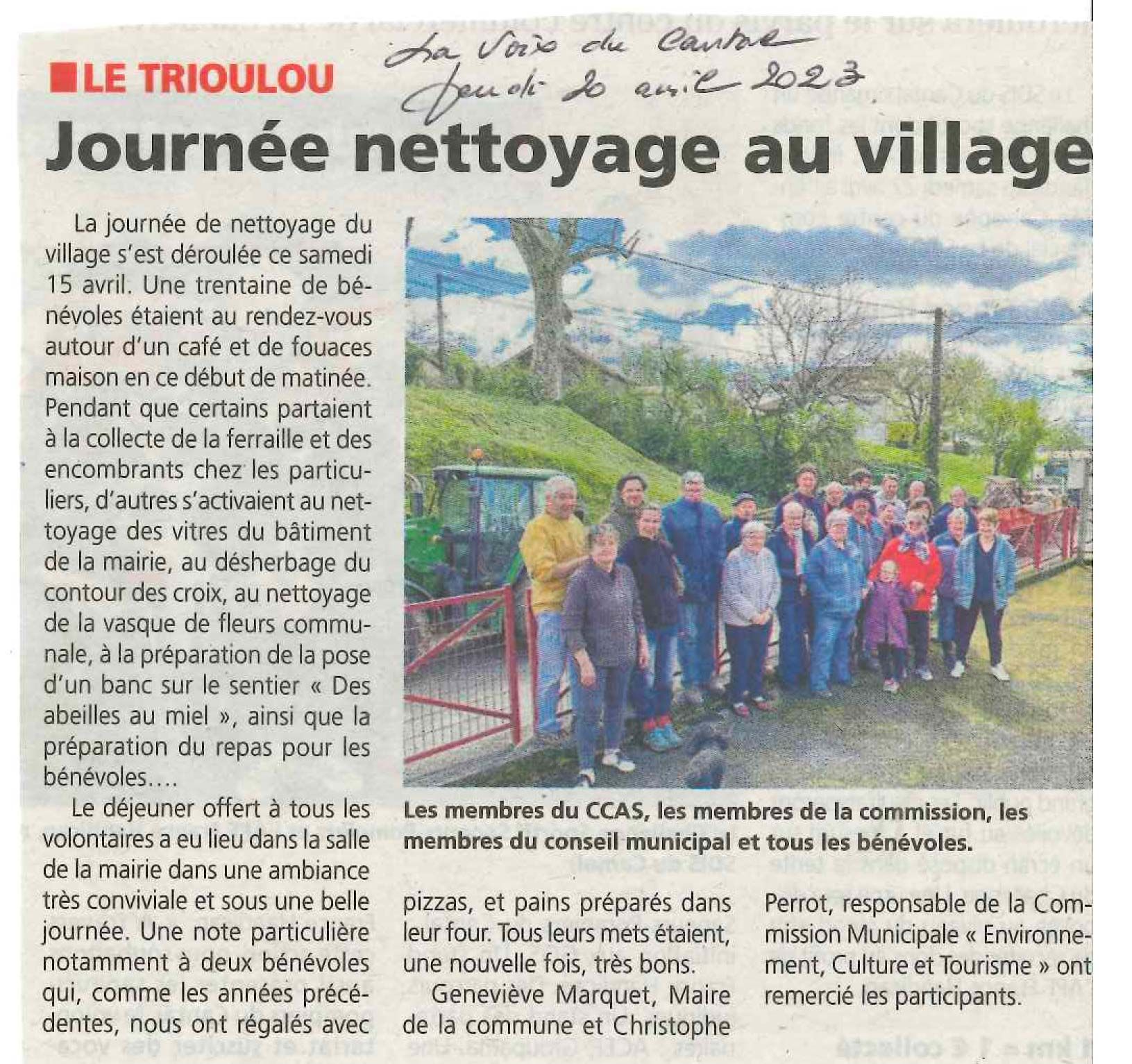 Article de la Voix du Cantal du 20 avril 2023 - Le Trioulou Cantal